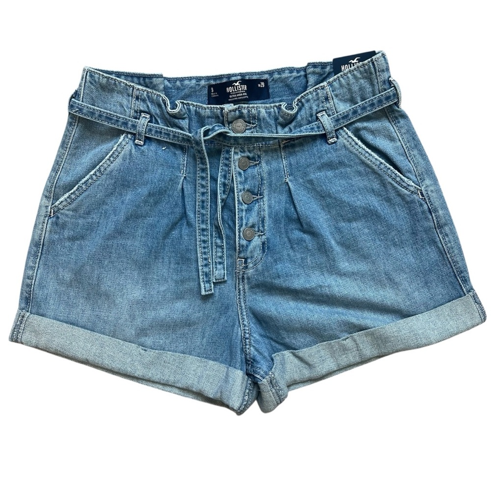 Hollister Ultra High Rise paper bag waist, button fly denim Shorts; Size 9/ W29